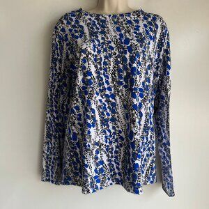 IBKUL Long Sleeve Crew Neck Kamila Blue Black Cooling Sun Top Size XL